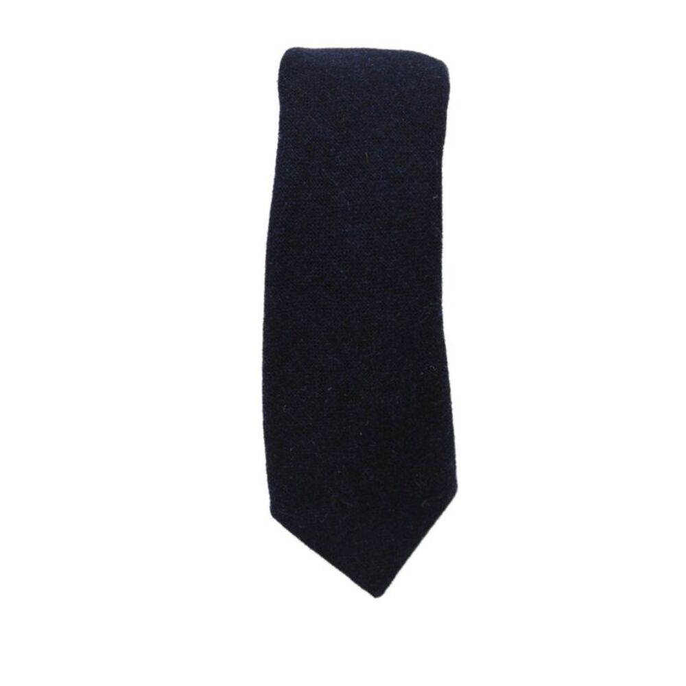 Peter Elliot Mens Skinny Necktie Navy Blue Wool Blend